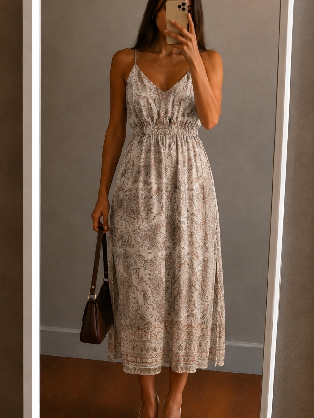 Splendid Paisley Fable Maxi Dress Natural Boho NWOT
